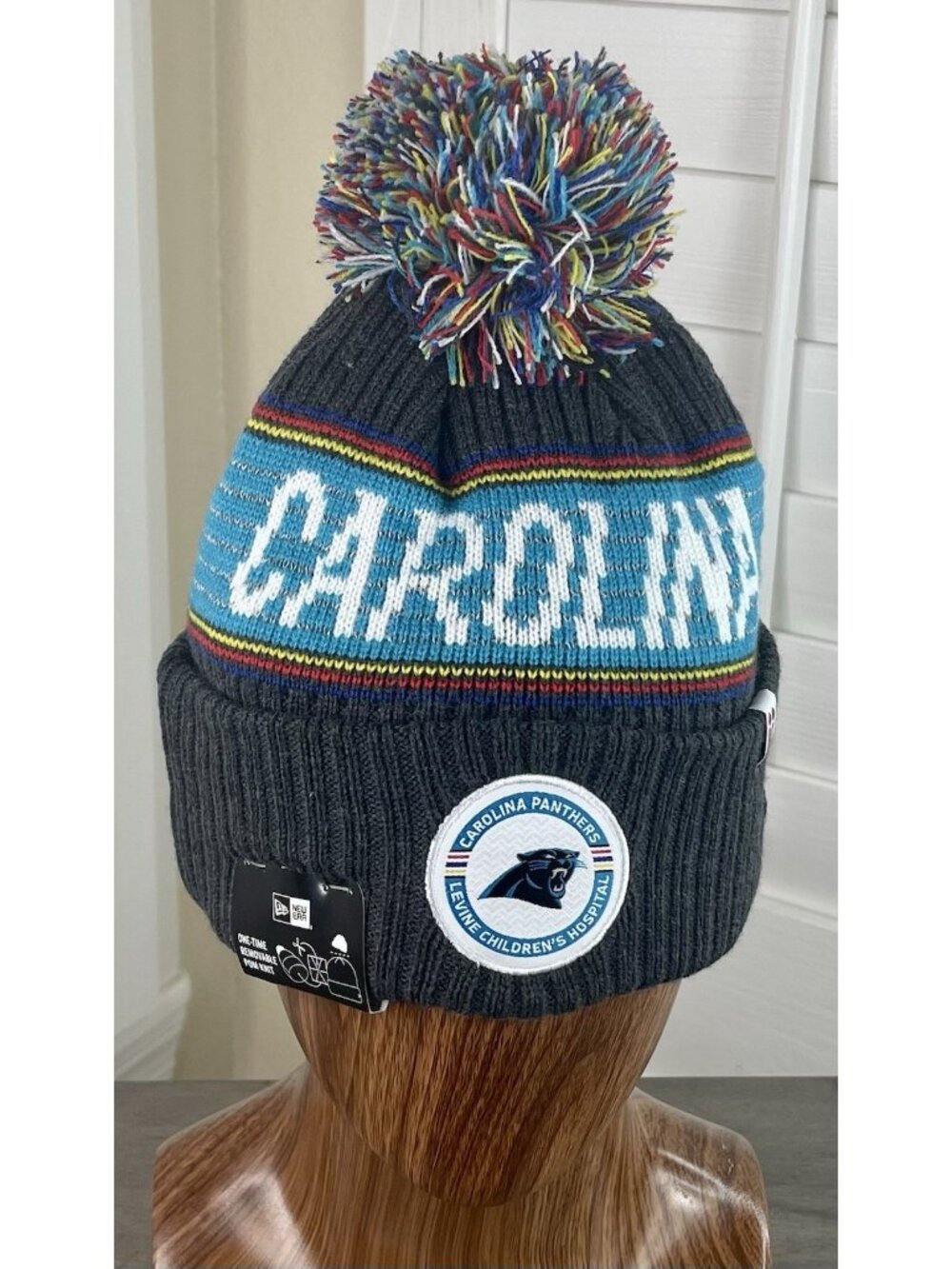 New Era Carolina Panthers Greg Olsen x Levine Childrens Hospital Pom Knit Beanie